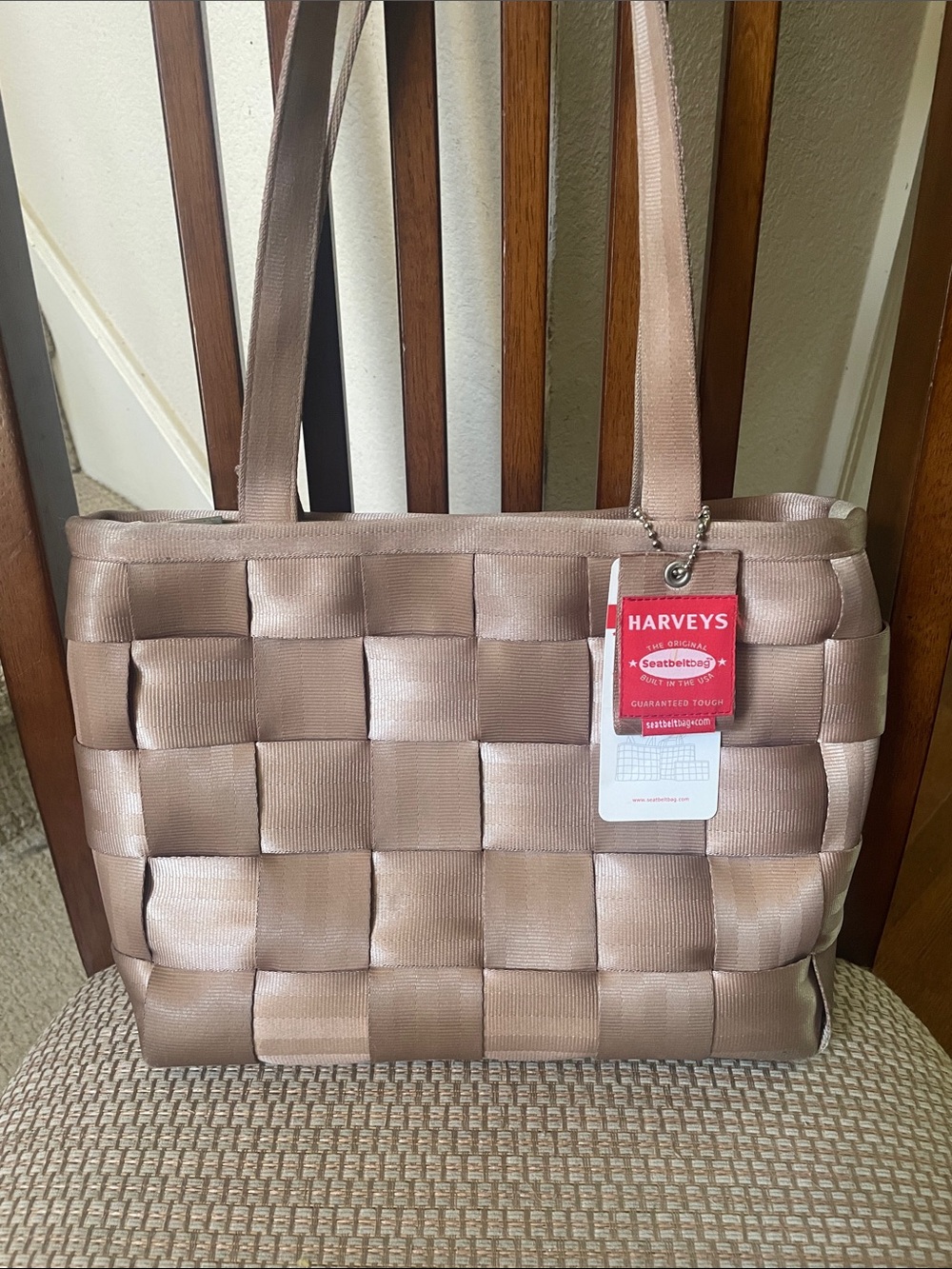 Harveys Woven Seatbelt Large Tote - Champagne Beige